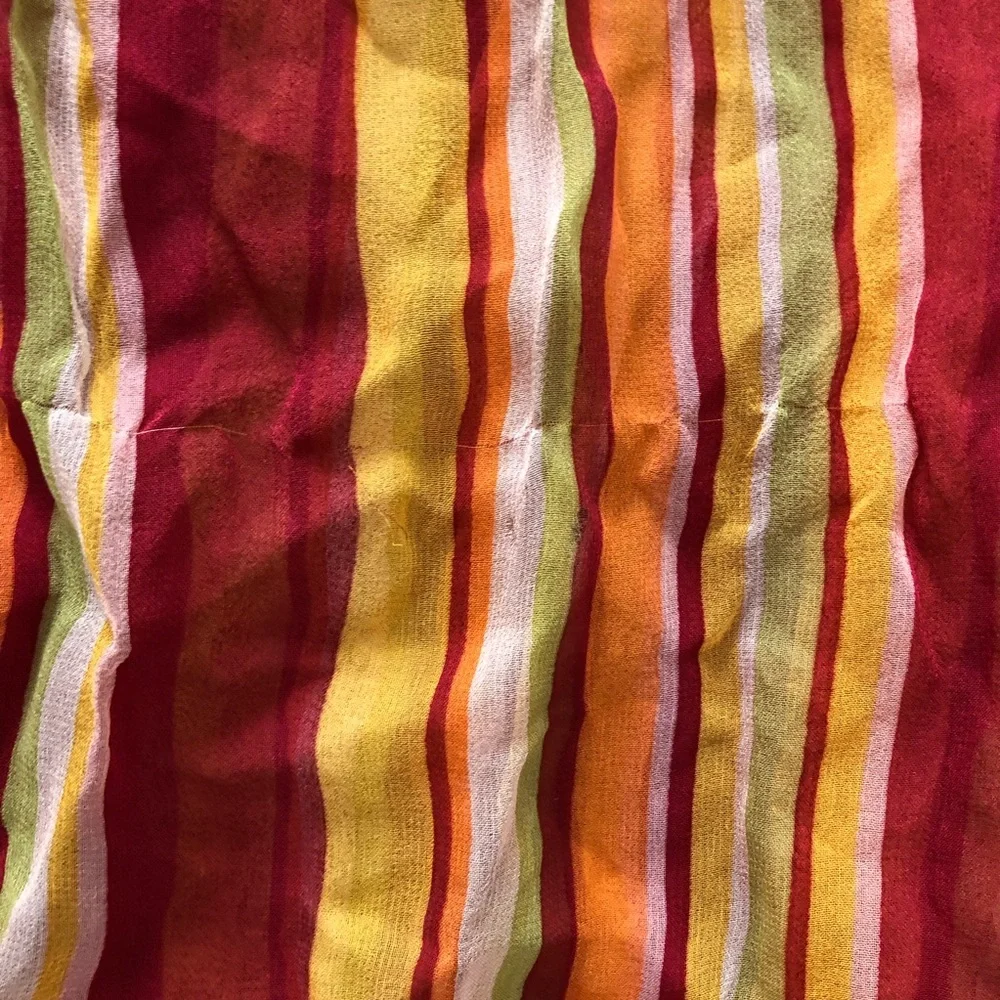 Vintage Silk Multicolor Striped Scarf - Orange & Red